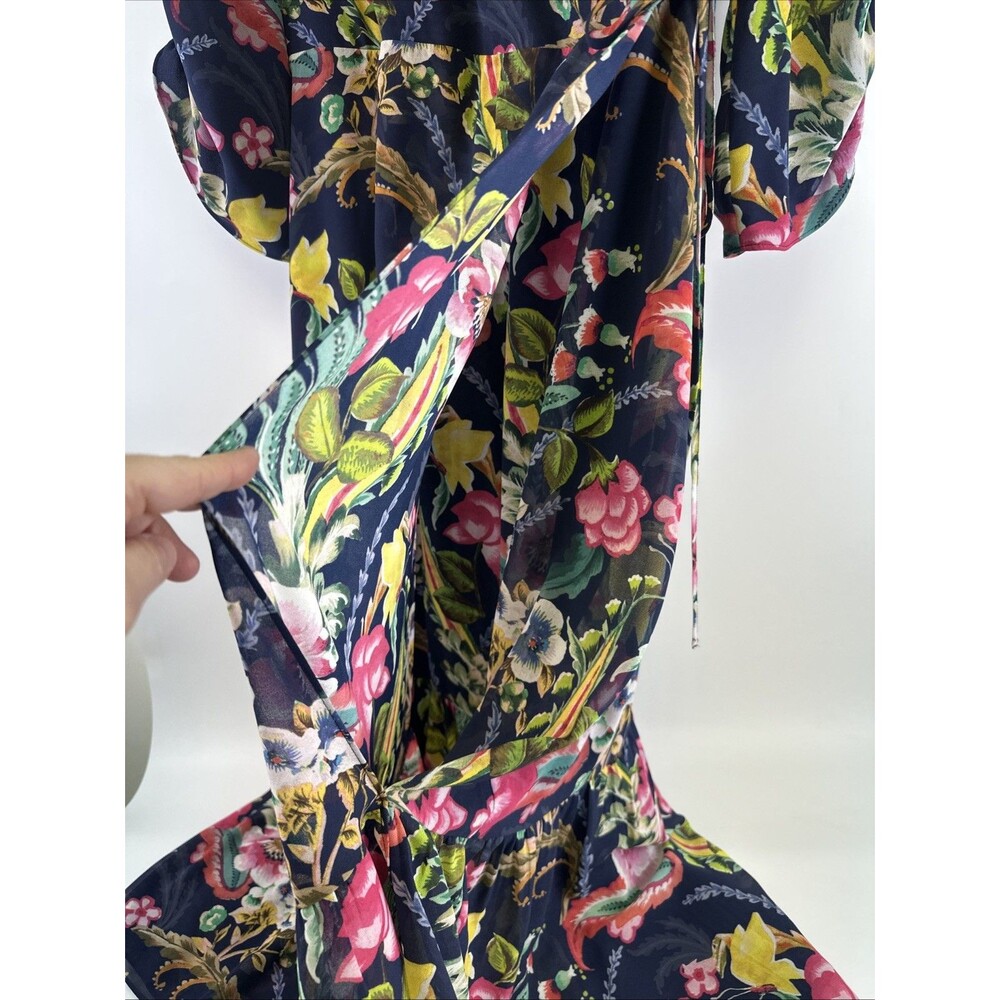 Soft Surroundings Samantha Maxi Dress Floral Faux Wrap Boho Whimsy Ruffle V-Neck - Picture 7 of 16